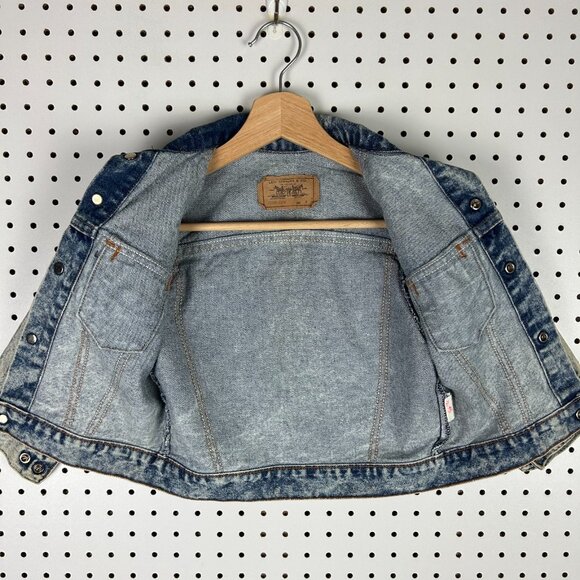 Levi's Denim Trucker Jean Jacket Youth Size 6 72225-0209 USA Little Orange Tab - Picture 3 of 8
